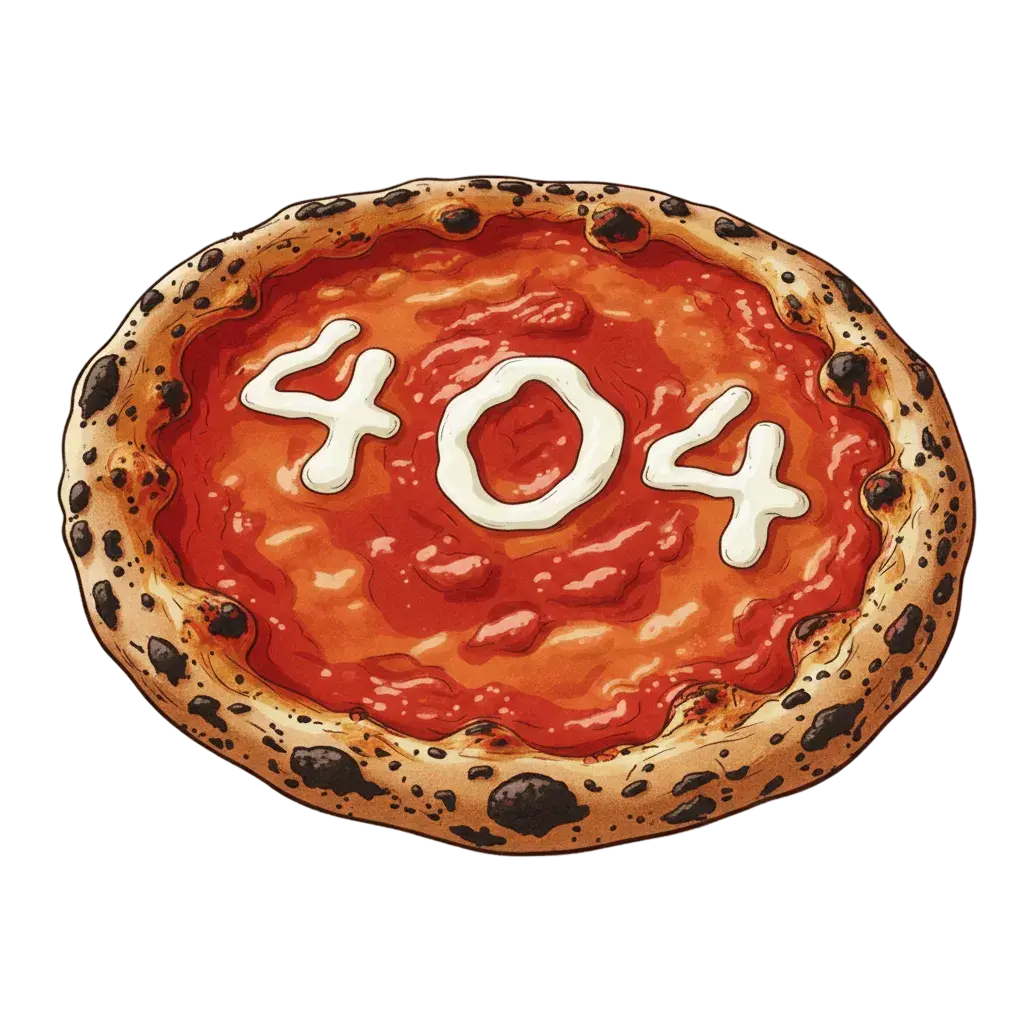 A pizza with 404 burnt into the cheese